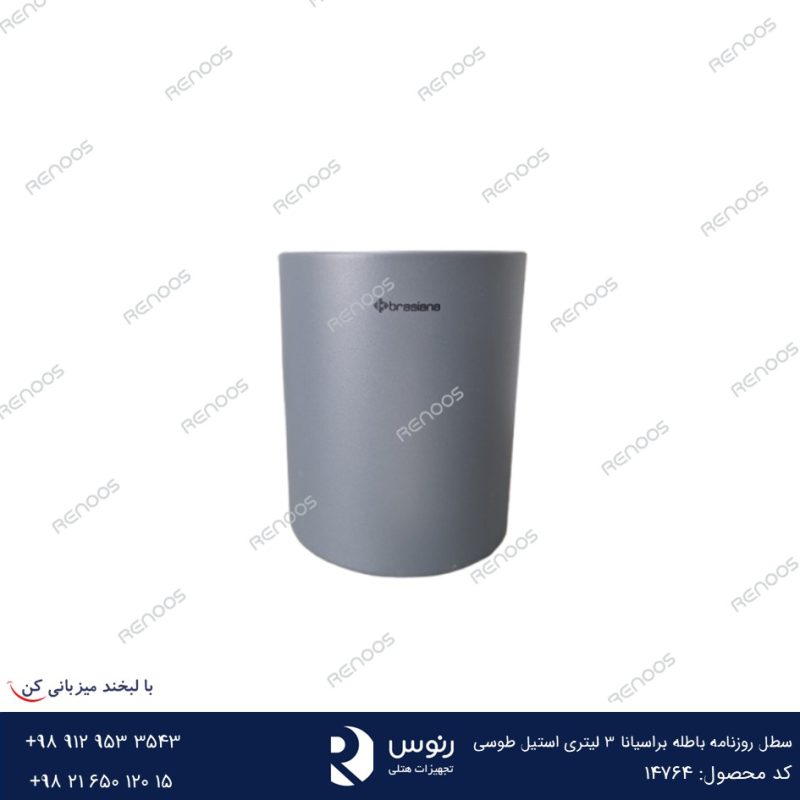 سطل روزنامه باطله براسیانا 3 لیتری استیل طوسی