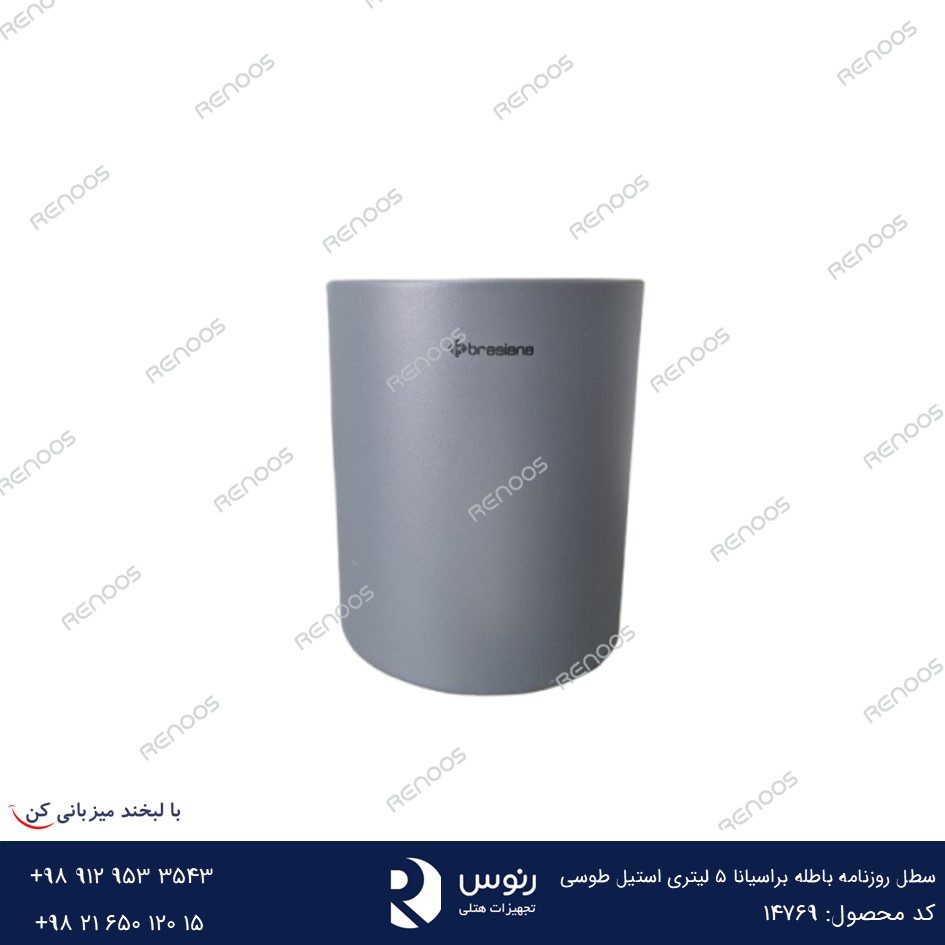 سطل روزنامه باطله براسیانا 5 لیتری استیل طوسی